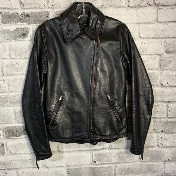 Vintage 90s Black Leather Motorcycle Biker Moto Jacket - Picture 4 of 16